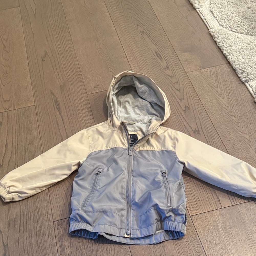 GAP Kids Beige and Gray Hooded Raincoat